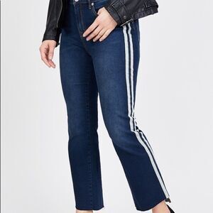 Juicy Couture Mid Rise Side white Stripe Flare frayed hem  jeans